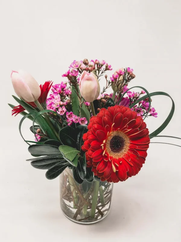 TULIP AND GERBERA DAISY SPRING ARRANGEMENT